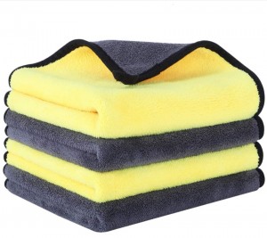 Microfiber dual layers coral fleece towel for car detailing