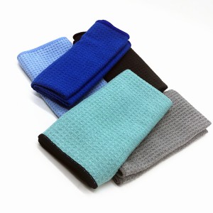 Wholesale microfiber colorful waffle towel for glass cleanning