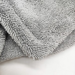 Microfiber twist loop towel light grey large size drying car towel
