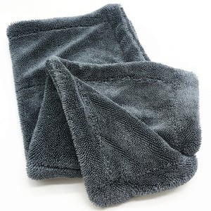 Large size dual pile twisted car drying towels with long plush piles